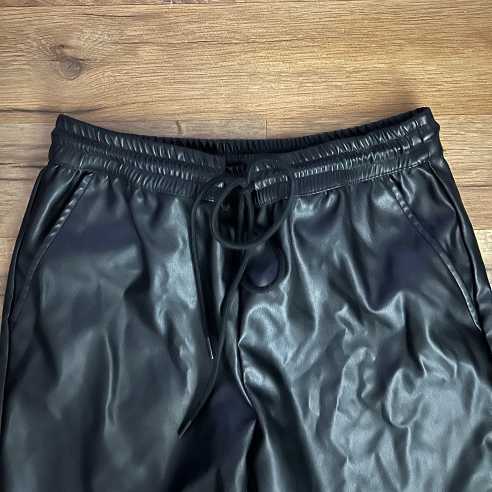 Black Leather Joggers - Picture 4 of 4